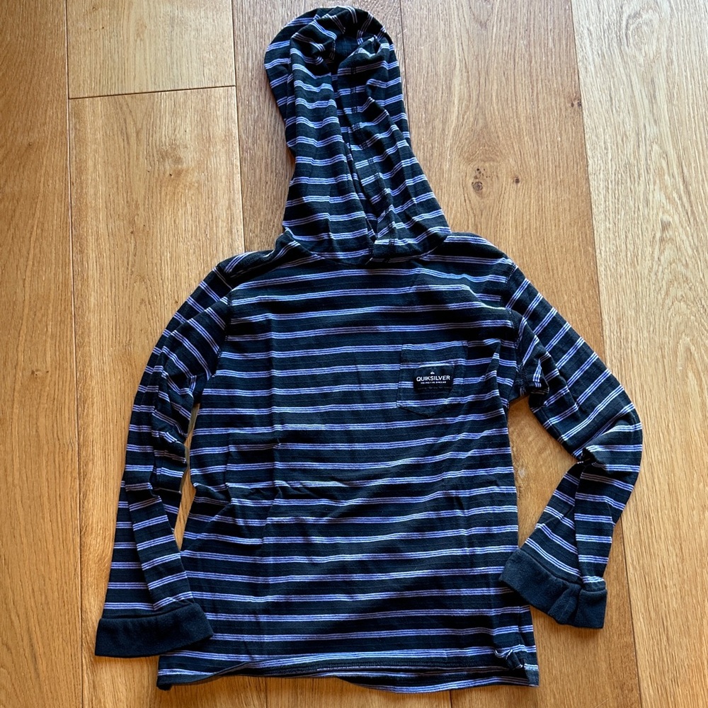 Quiksilver Black and Purple Striped Hoodie